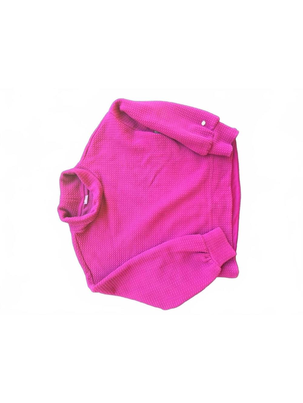 Bright pink textured turtleneck sweater